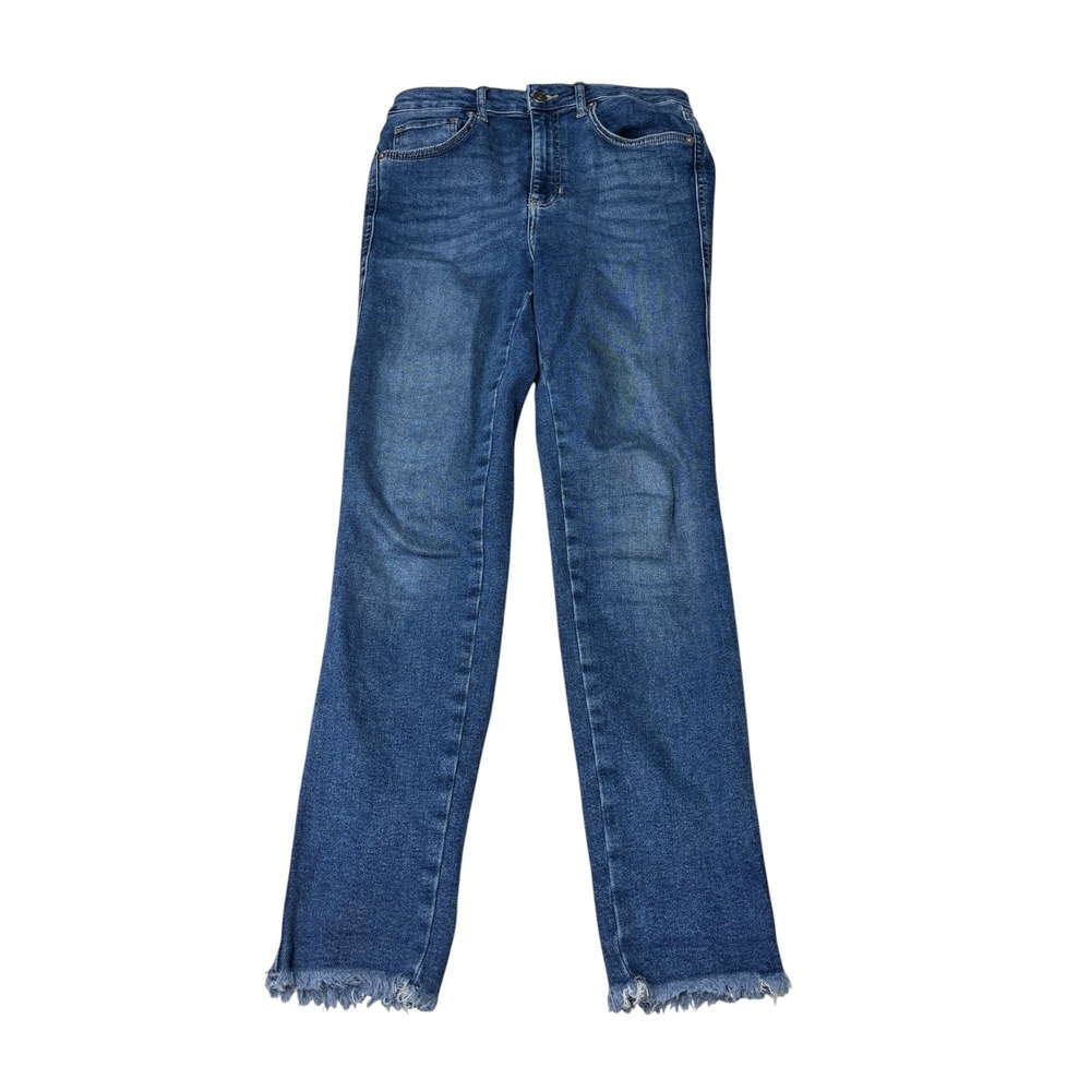Free People We The Free Straight Leg Frayed Hem Jeans Blue Womens Size 30X28‎